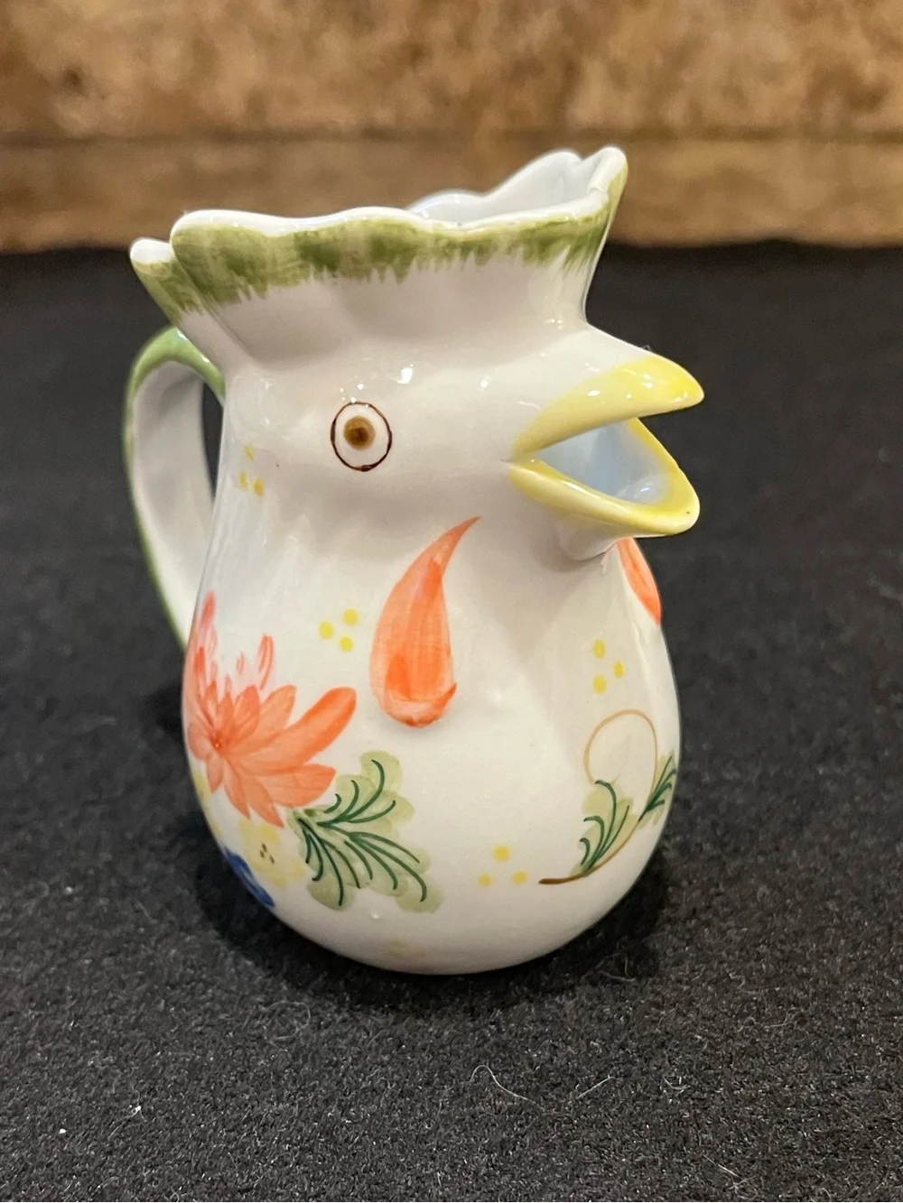 Hand-Painted Floral Porcelain Mini Rooster Creamer - Vase by Andrea by Sadek